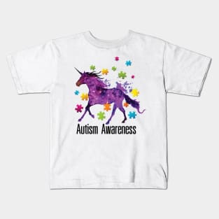 Unicorn Puzzle Piece Autism Awareness Gifts Kids T-Shirt